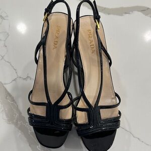 Prada Black Strappy Heels